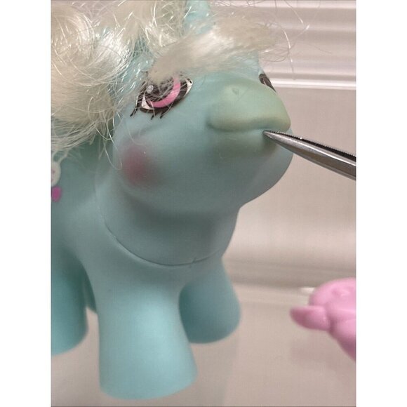 Vtge My Little Pony G1 Baby Wiggles Newborn Baby Ponies Aqua Unicorn COMPLETE - Picture 4 of 16